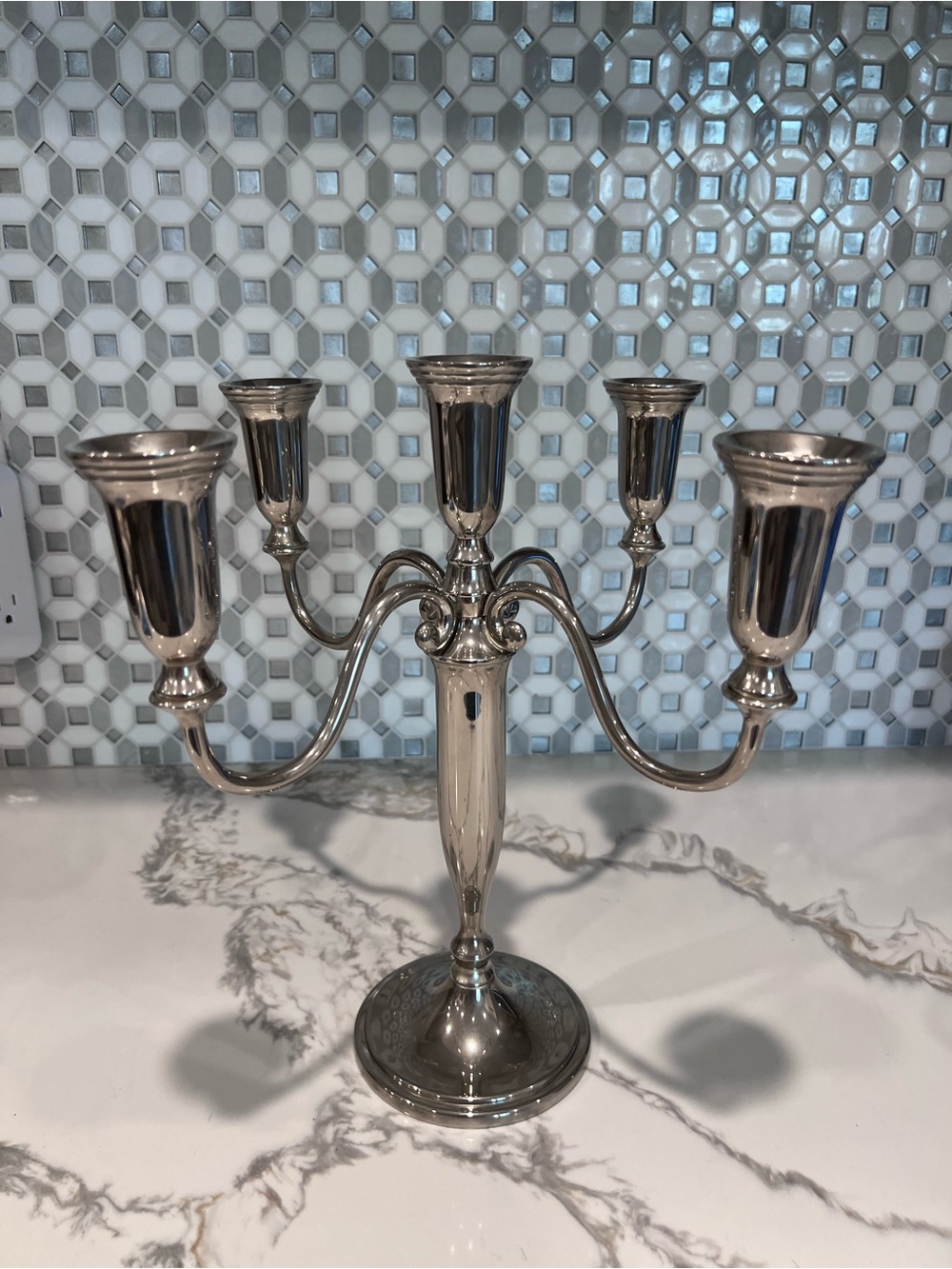 Godinger SilverPlate 5Arm Candelabra Candle Holder  Folding Arms